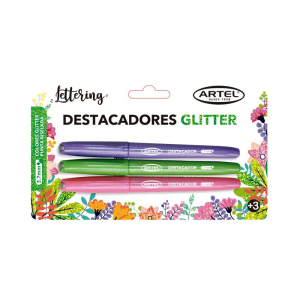 Destacadores con glitter Artel