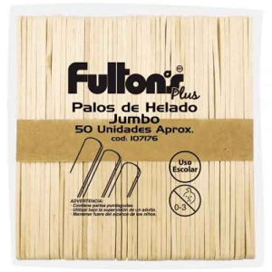 Palos de helado jumbo color natural Fultons