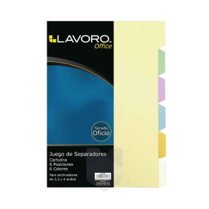 Separadores oficio 6 posiciones 6 colores - Lavoro
