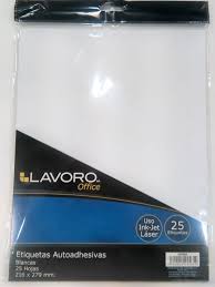 Etiqueta autoadhesiva blanca 216 x 279 (25 hojas) - Lavoro