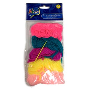 Lanas + aguja plástica colores especiales - Art and Craft
