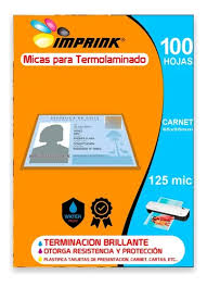 Lámina para termolaminar T/carnet 125 mic, 100 hojas